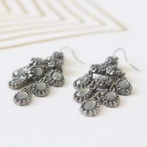 Black Metallic Peacock Dangle Earrings